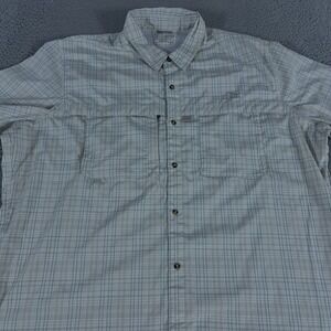 LL Bean Shirt Mens 3XL White Tropicwear Short Sleeve Plaid Vented Fishing Hiking